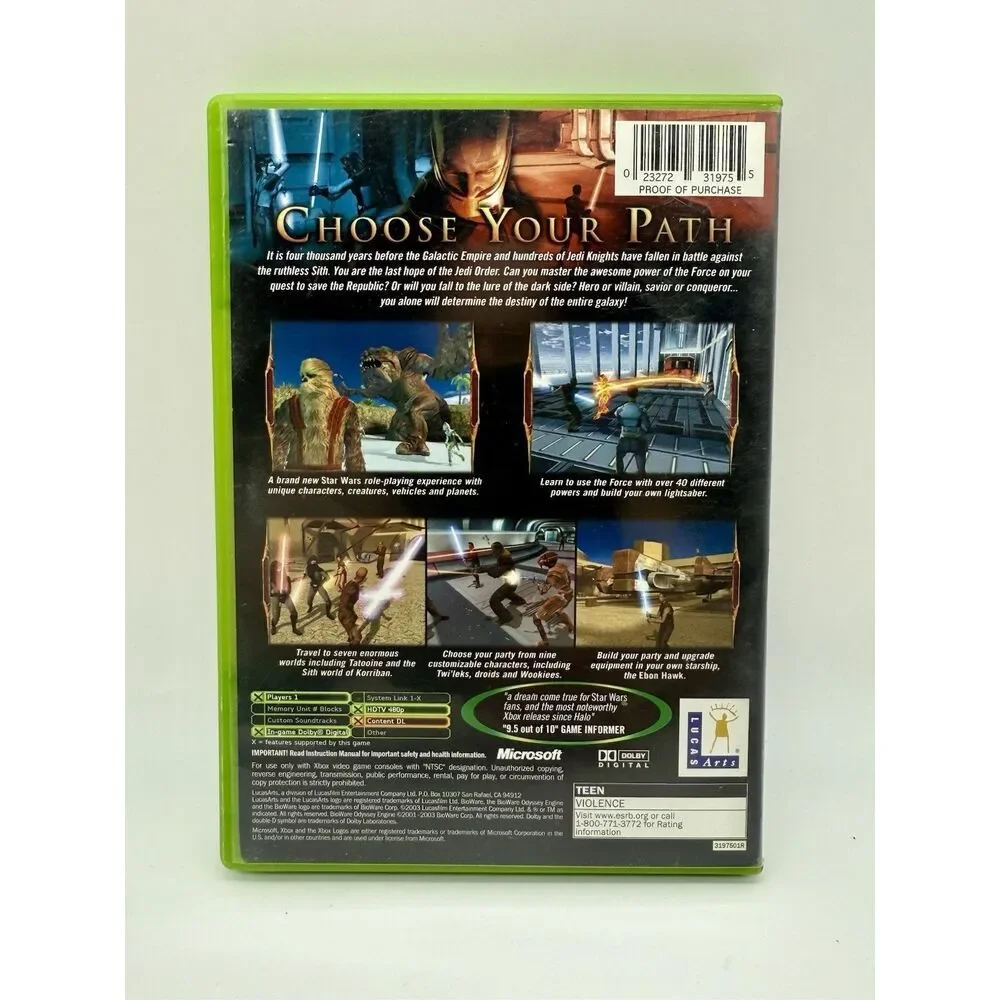 Star Wars: Knights of the Old Republic (Microsoft Xbox, 2003) Game & Case Tested